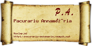 Pacurariu Annamária névjegykártya